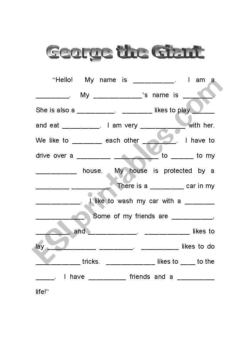 George the Giant worksheet
