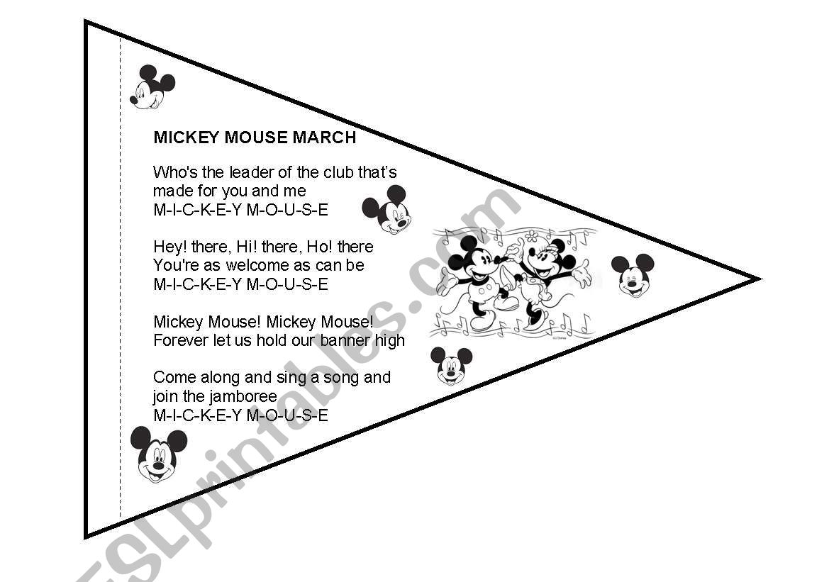 English Worksheets Mickey Mouse March Flags English Worksheets Mickey Mouse March Flags