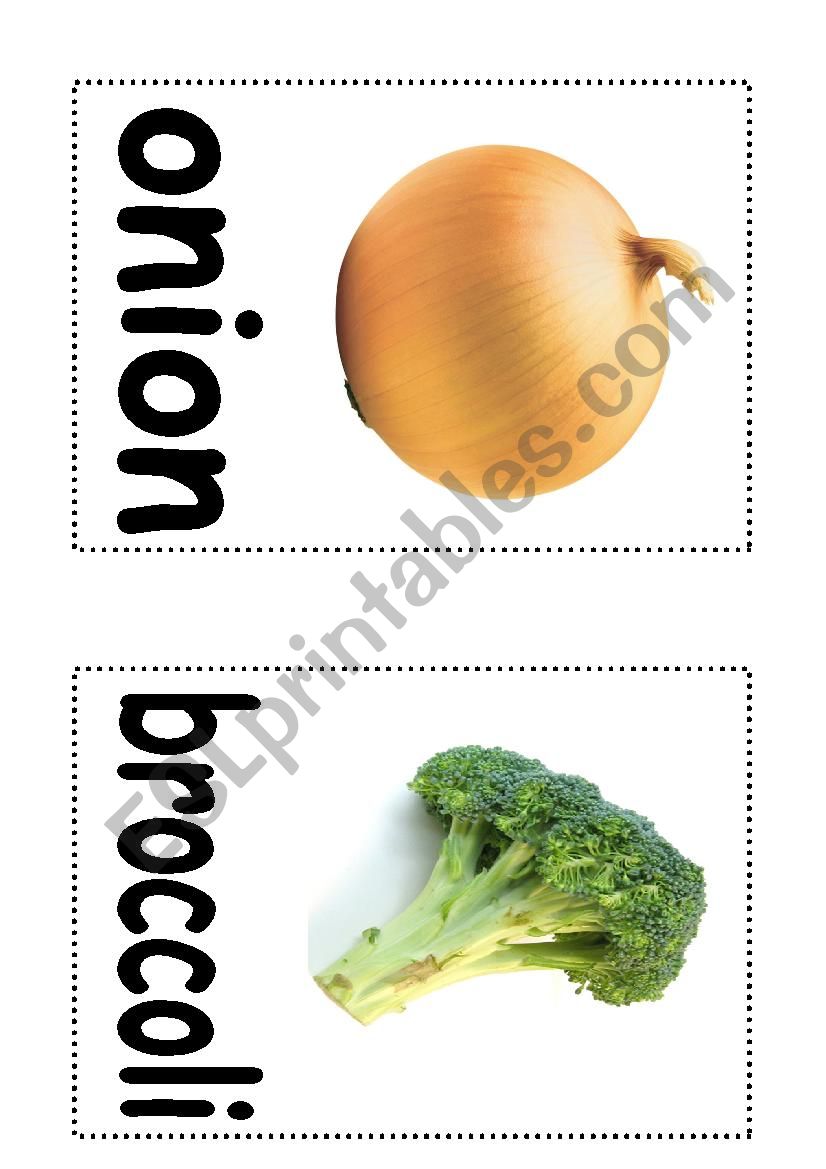  useful fruit and vegetables flash cards