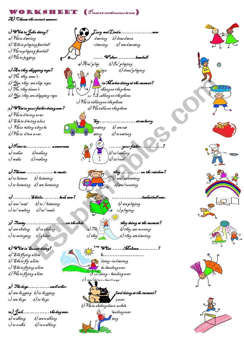 a-multiple-choice-test-about-present-continuous-esl-worksheet-by-sm