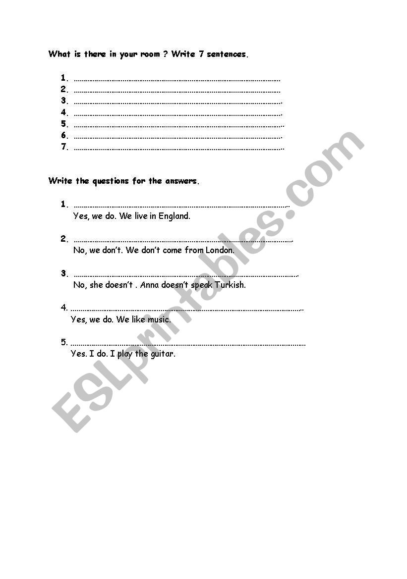 THERE IS  worksheet