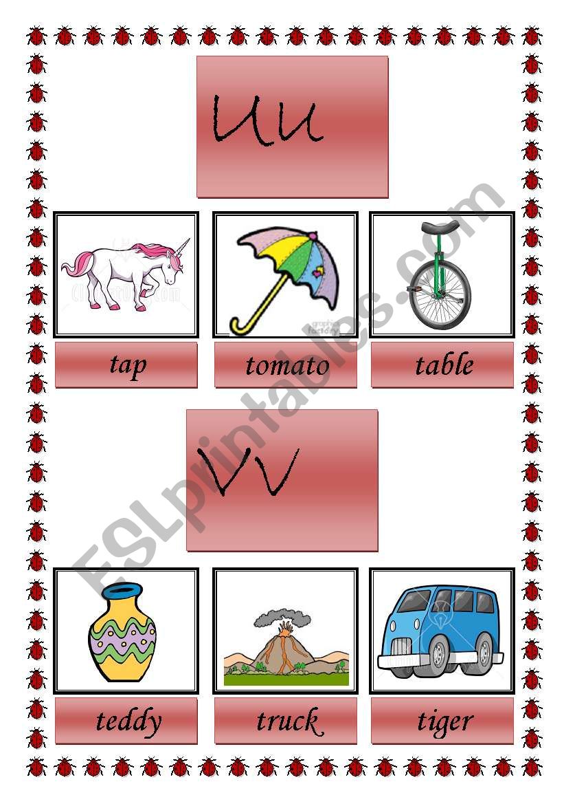 picture dictionary U, V and W ( 2 pages)