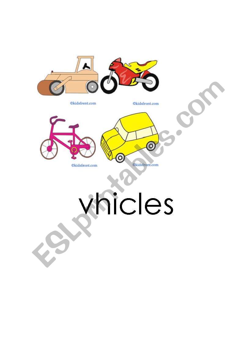 vhicles worksheet
