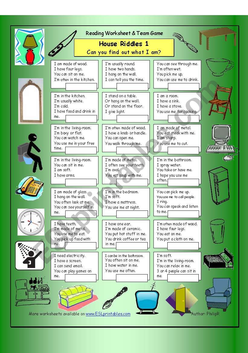 House Riddles (Easy) worksheet