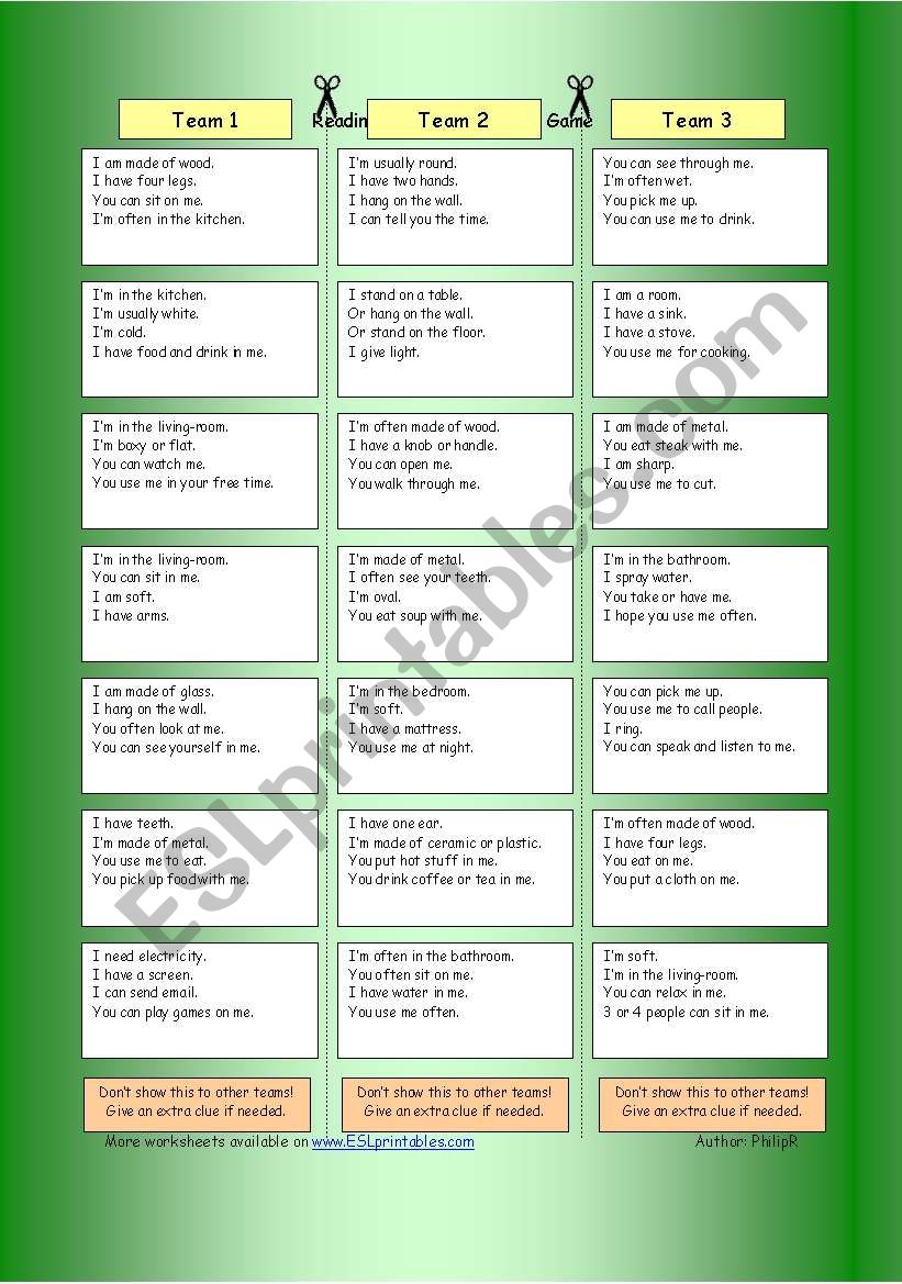 House Riddles Easy Esl Worksheet By Philipr