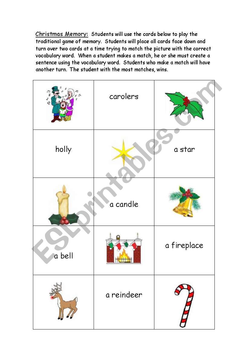 Christmas Memory worksheet