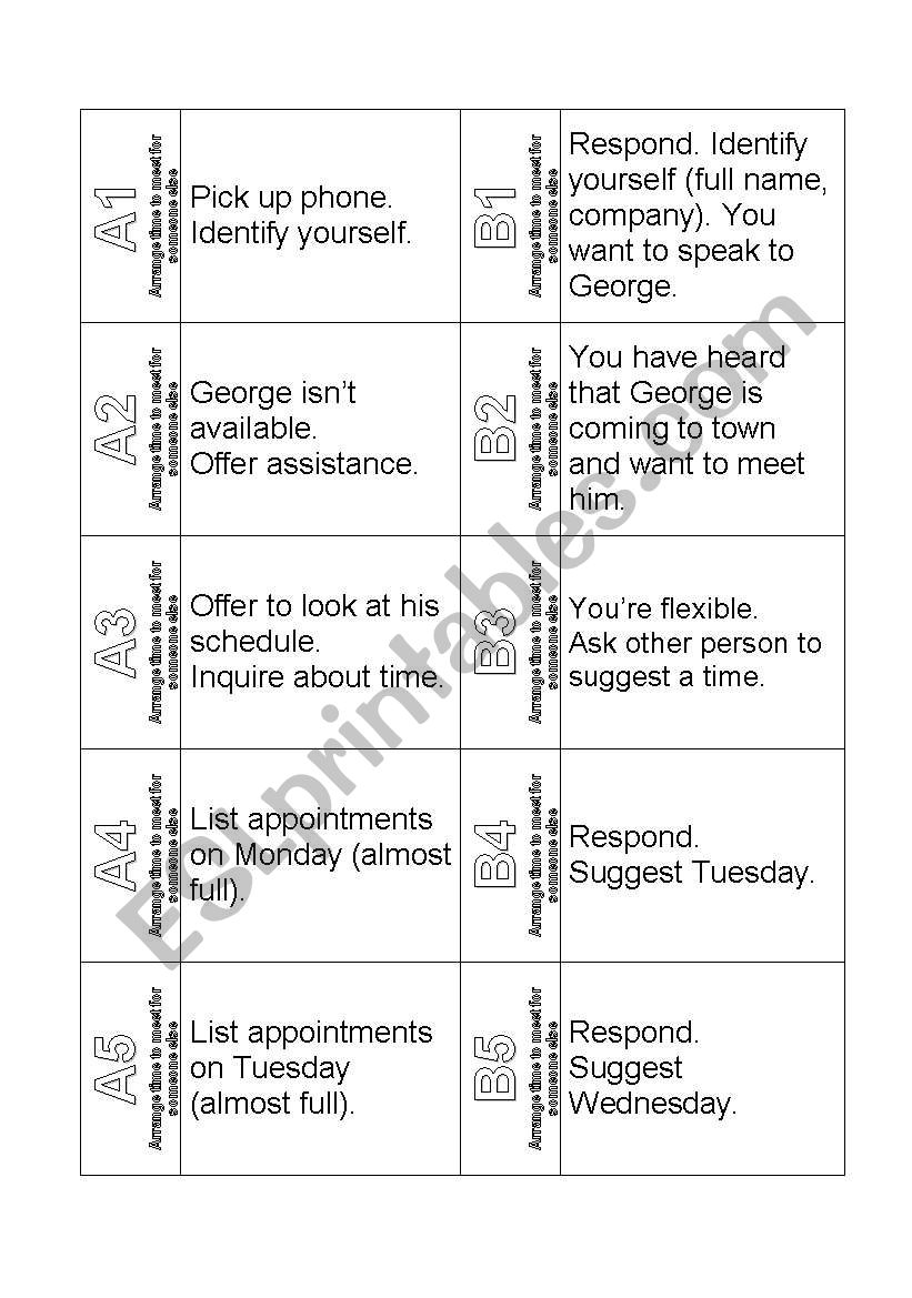 The Ultimate Telephoning Challenge - Cards - Phone Calls (Arrange Time to Meet for Someone Else)