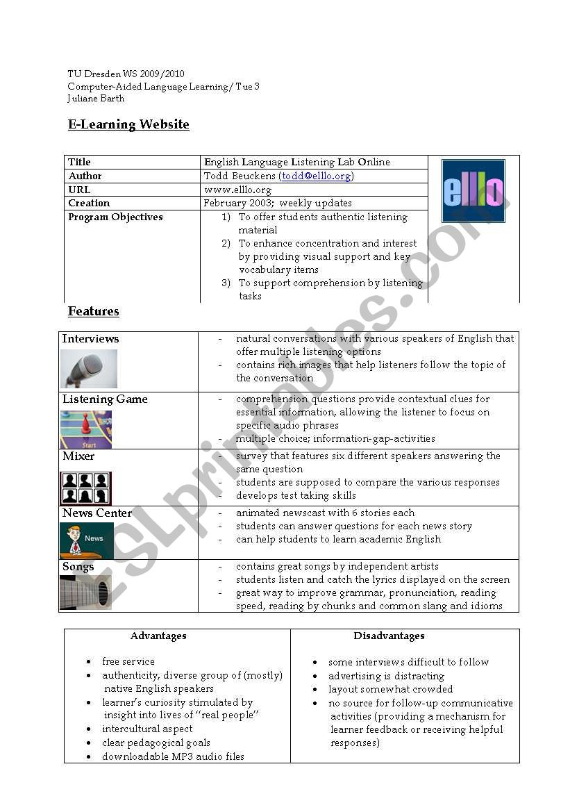 Elllo - Introduction to an E-learning Website