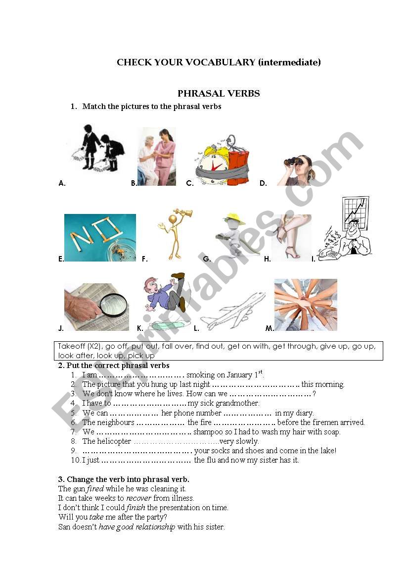 Phrasal verbs worksheet