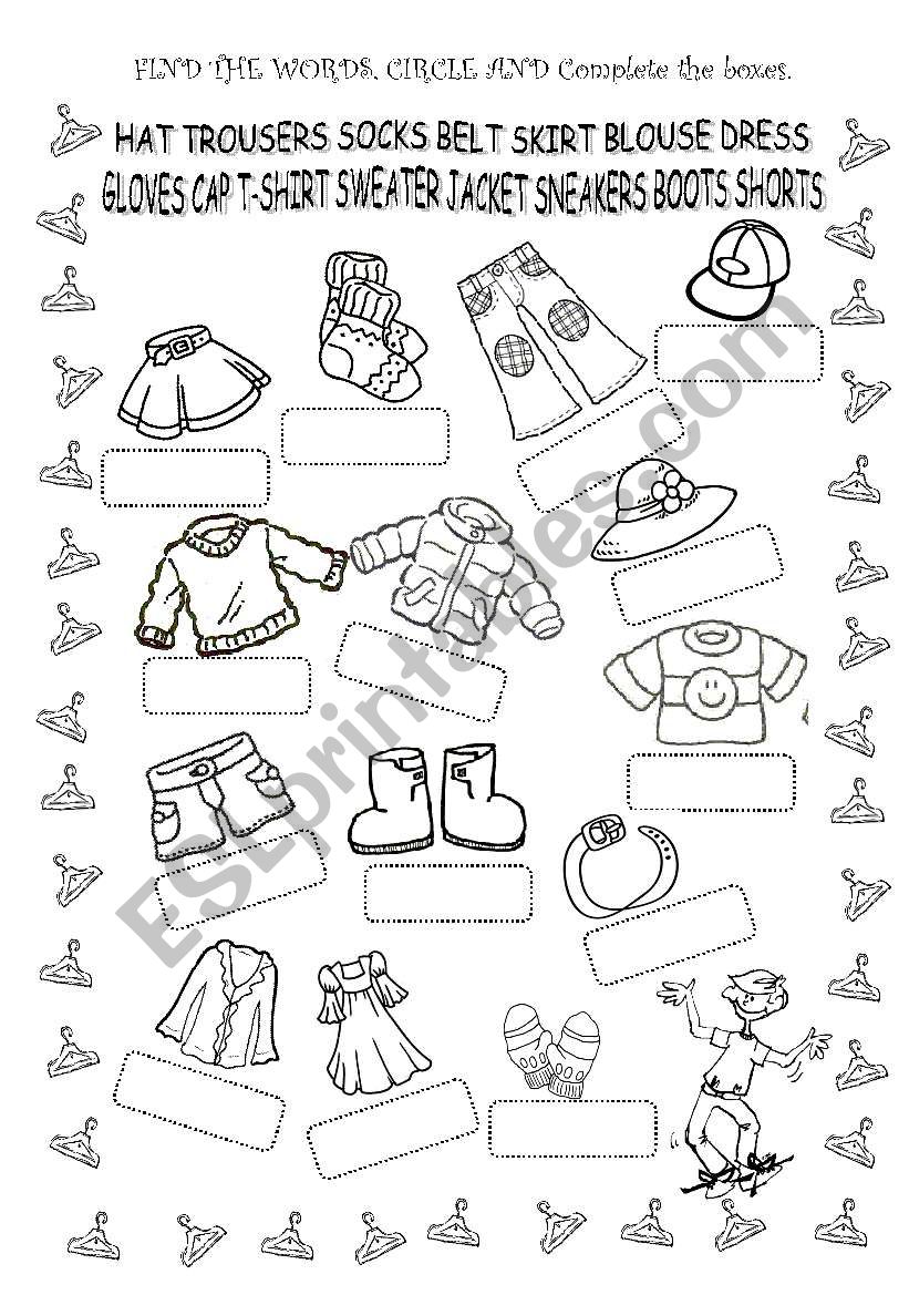 FIND THE CLOTHES worksheet