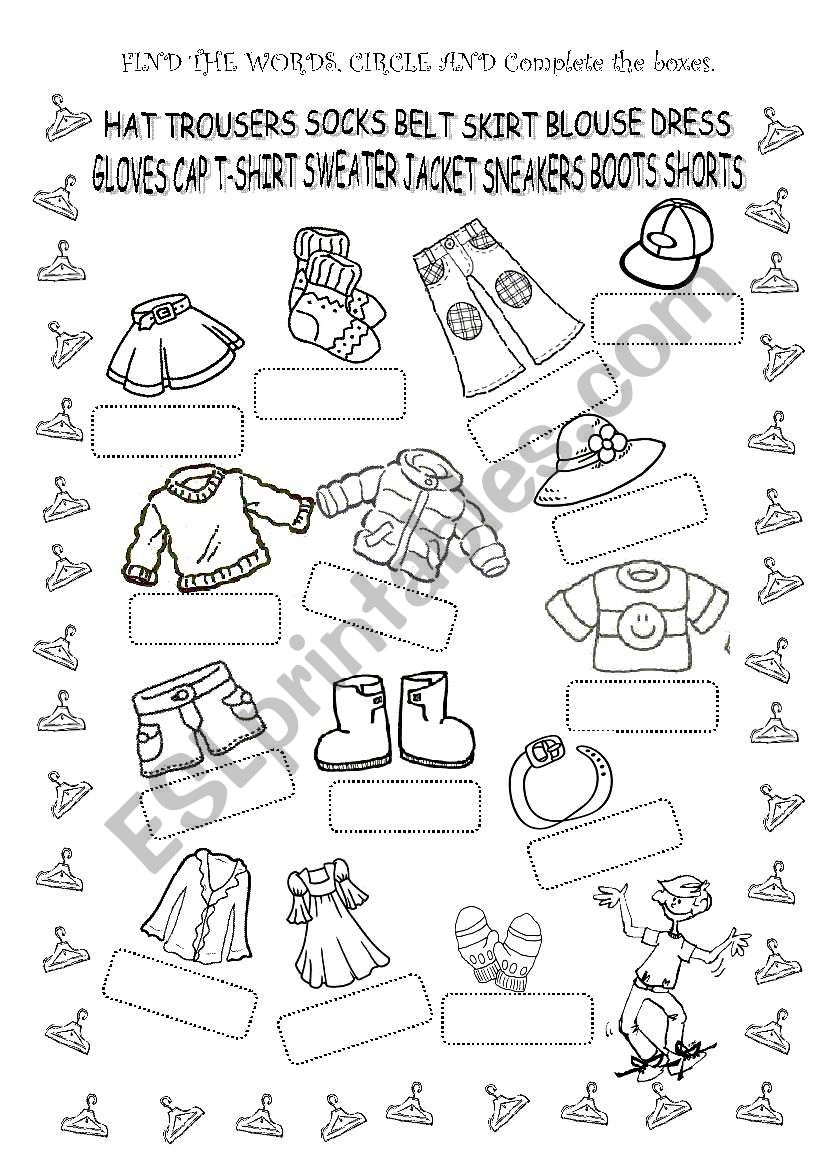 FIND THE CLOTHES worksheet