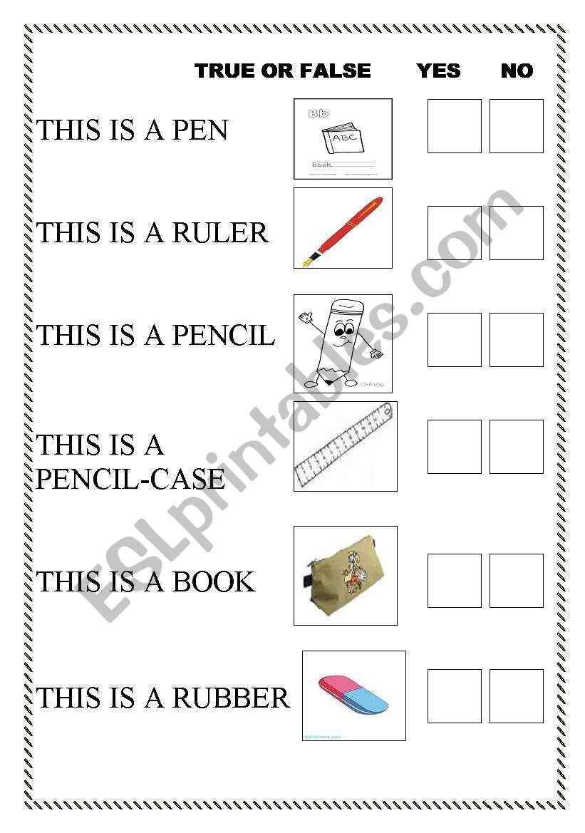 True or false worksheet