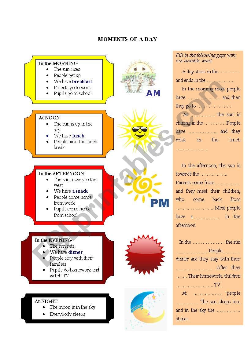 moments of the day worksheet