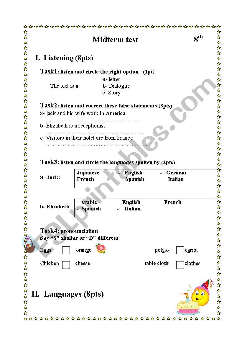 mid term test N2   8emme  de base 