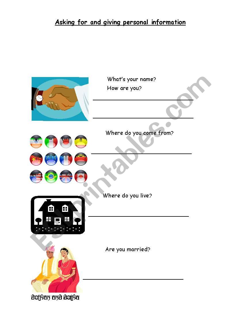 Personal Information worksheet