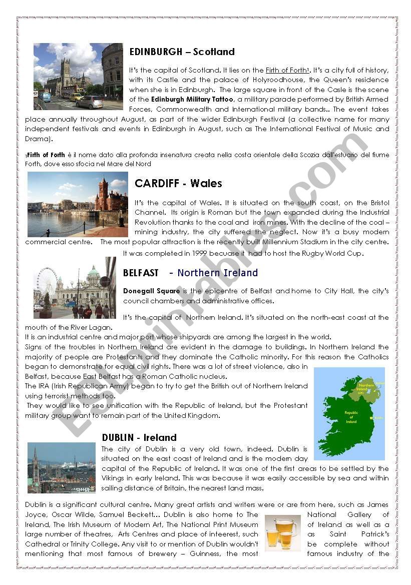 British capitals and Dublin worksheet