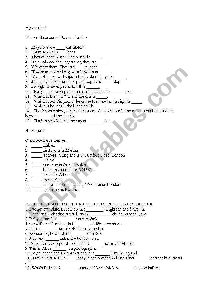 object pronouns worksheet