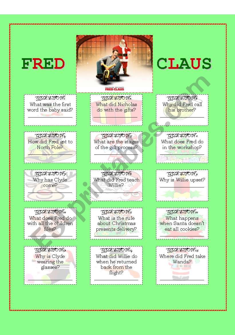 MOVIE - Fred Claus 2007 worksheet