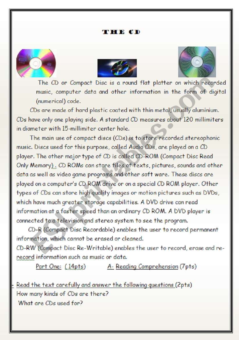 The CDs test of English Reading/ Grammar/Pronunciation