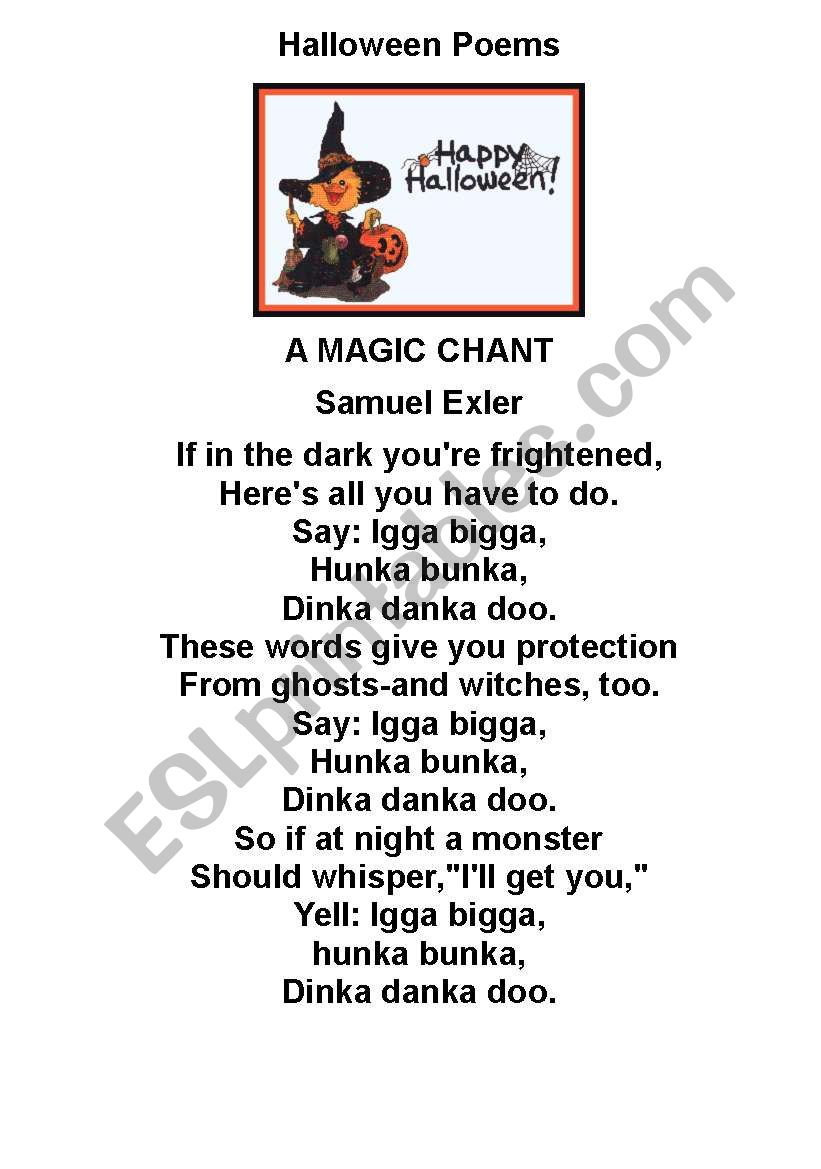 Halloween Chants & Poems worksheet