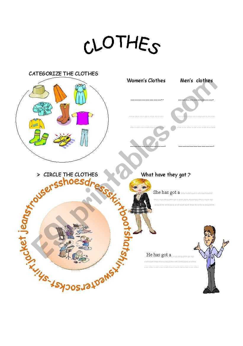 clothes worksheet