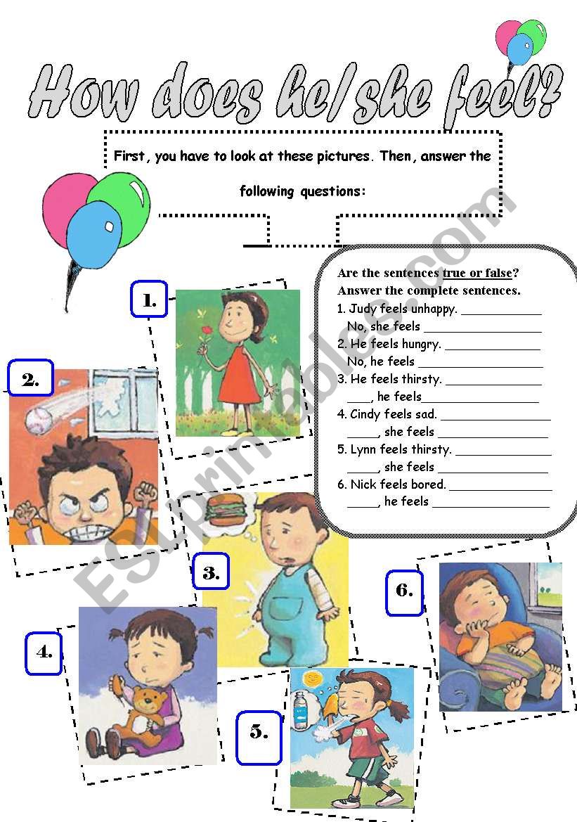 How does he/ she feel?  worksheet