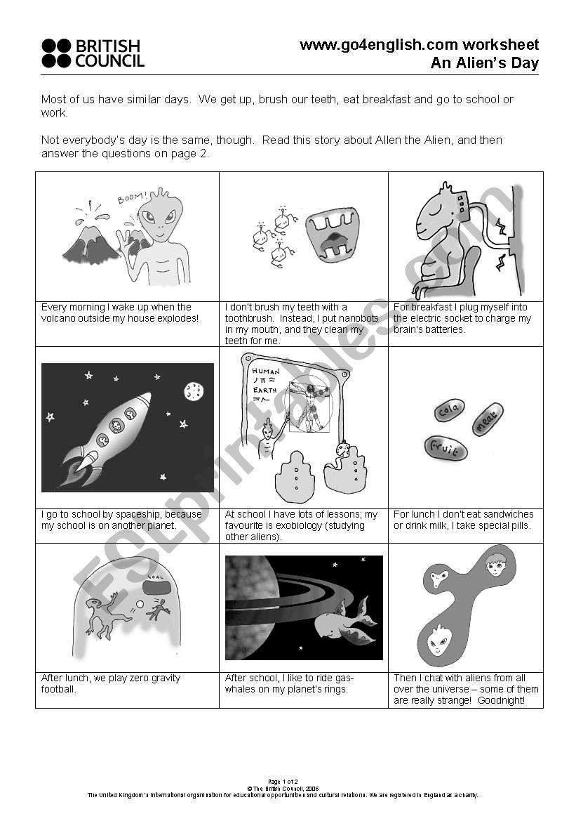 daily routines worksheet