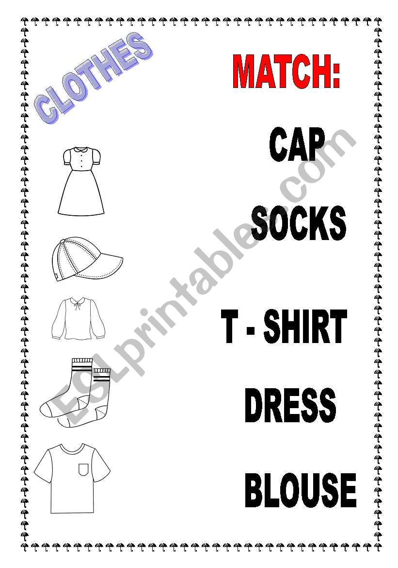 Clothes - Match worksheet
