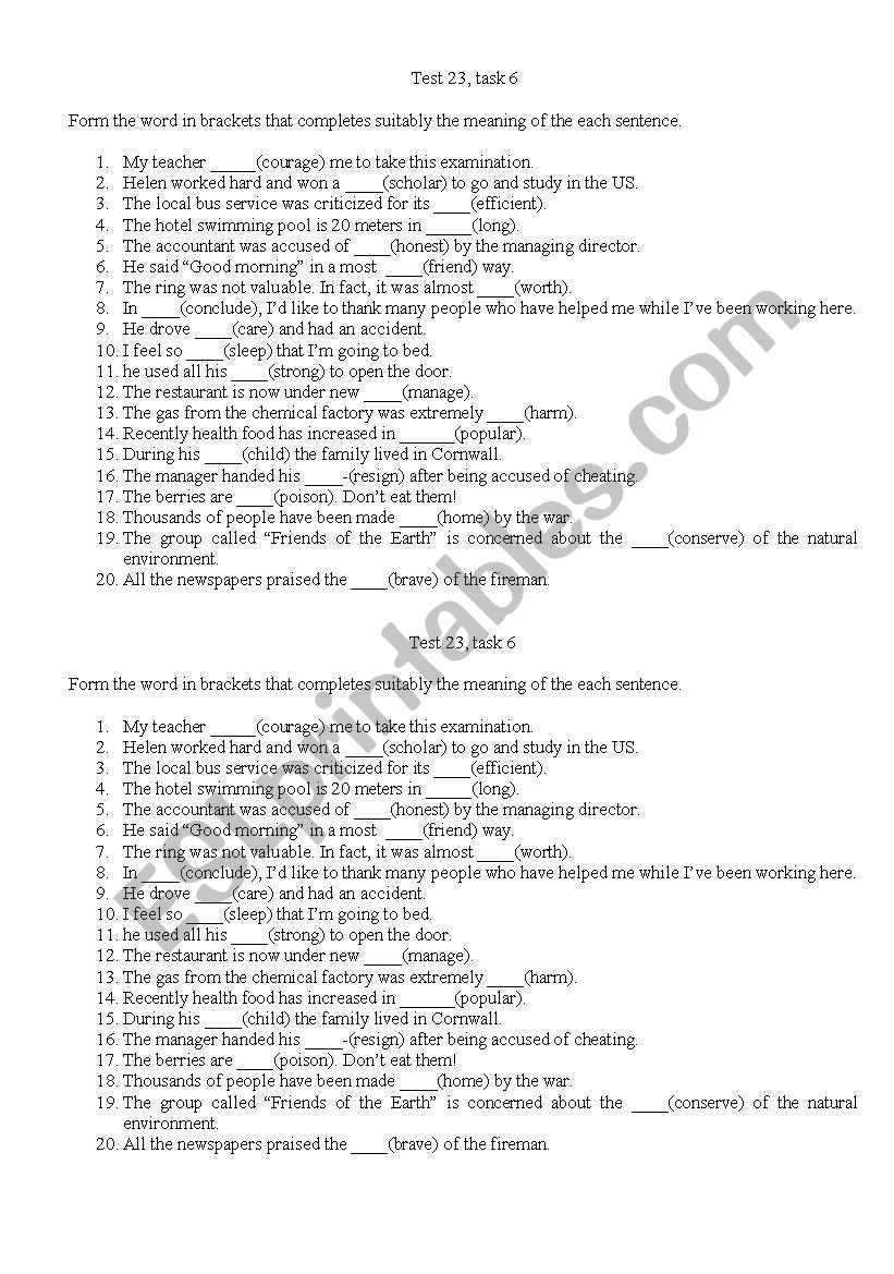 Tenses worksheet