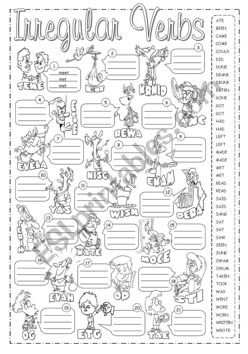 Irregular Verbs Pictionary 1 worksheet