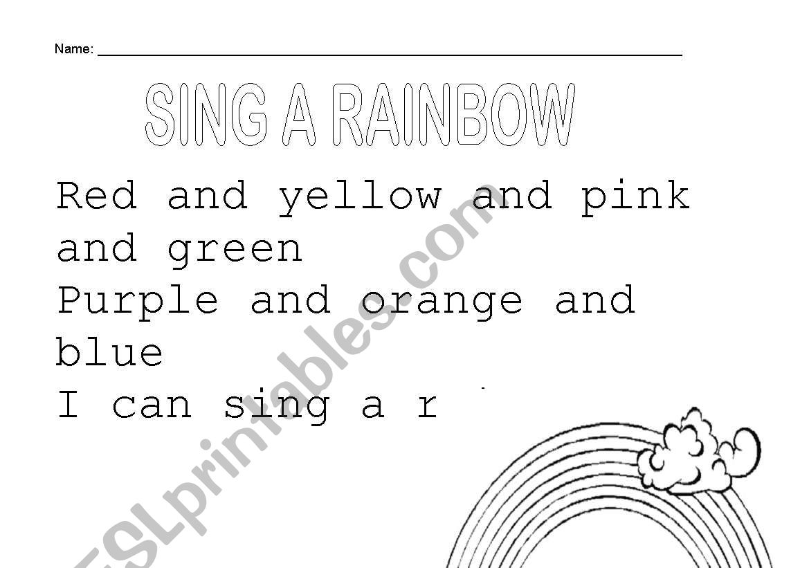 Sing a Rainbow worksheet
