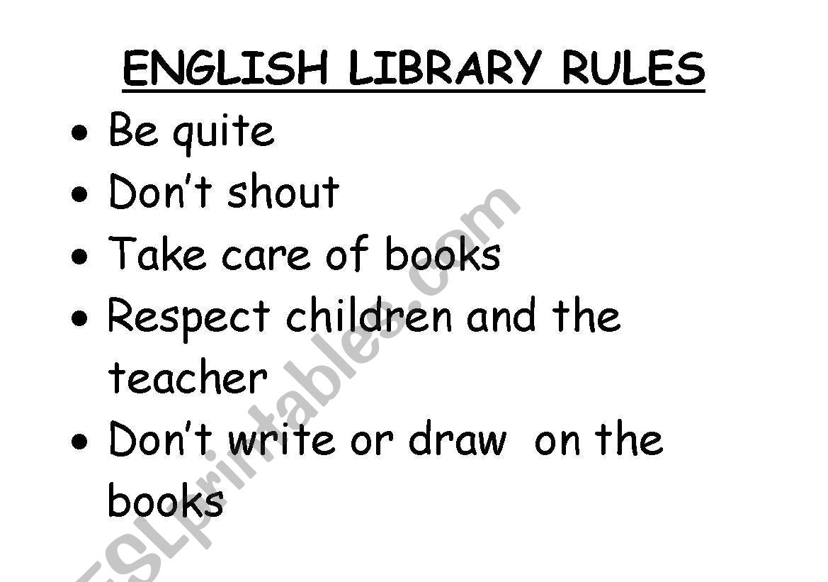 Library Rules worksheet