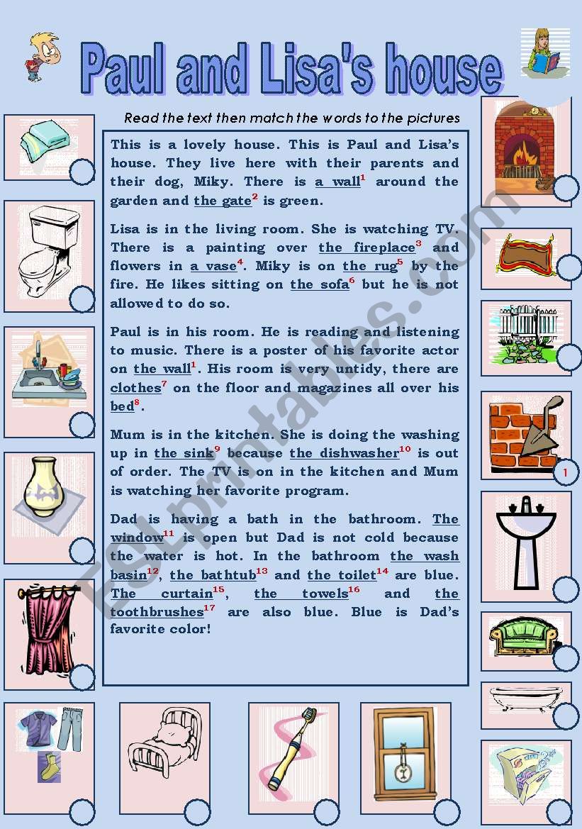 PAUL AND LISAÂ´S HOUSE worksheet