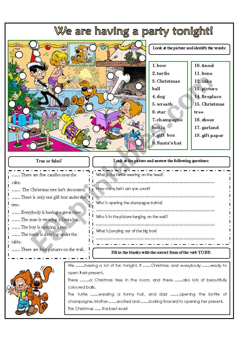 We Are Having A Party Tonight Esl Worksheet By Domnitza