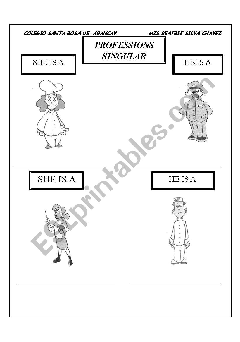 professions worksheet
