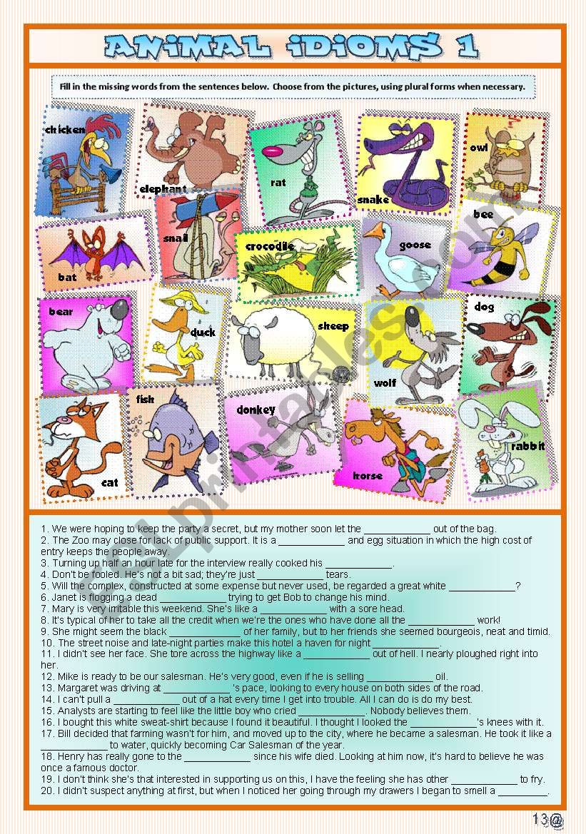 ANIMAL IDIOMS 1 worksheet