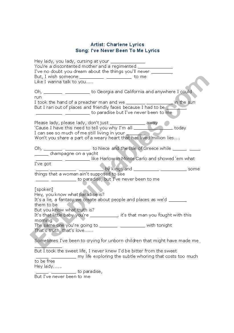 Present Perfect Practice with a song - Ive been to paradise