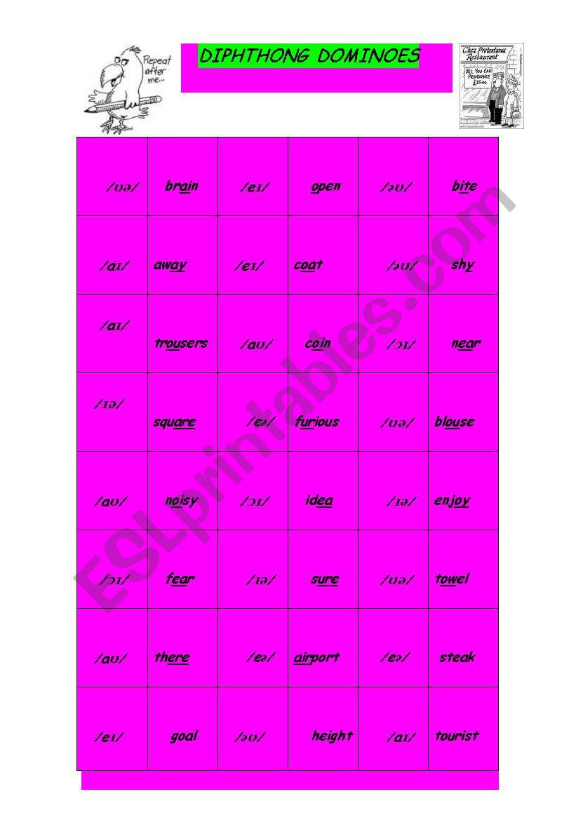 PRONUNCIATION: DIPHTHONG DOMINOES