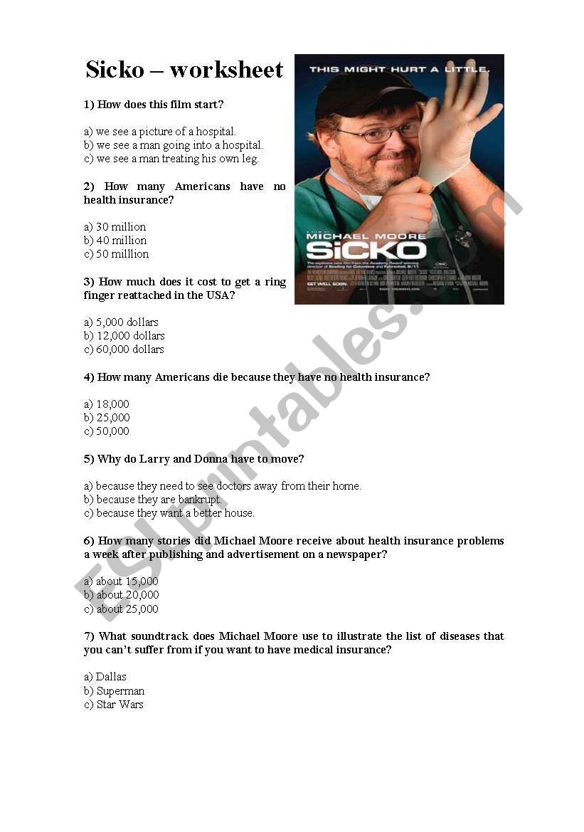 Sicko film guide worksheet