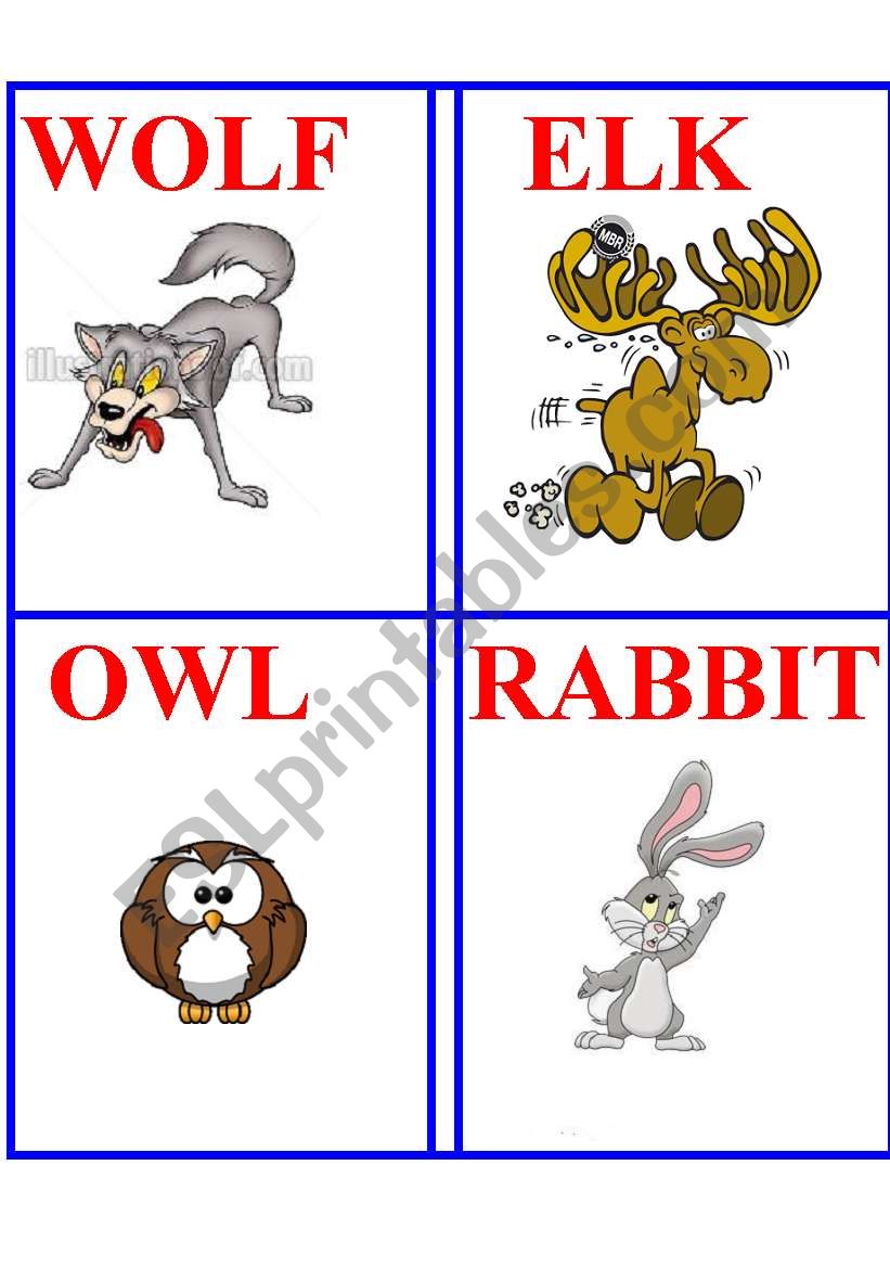 Animal cards 2. worksheet