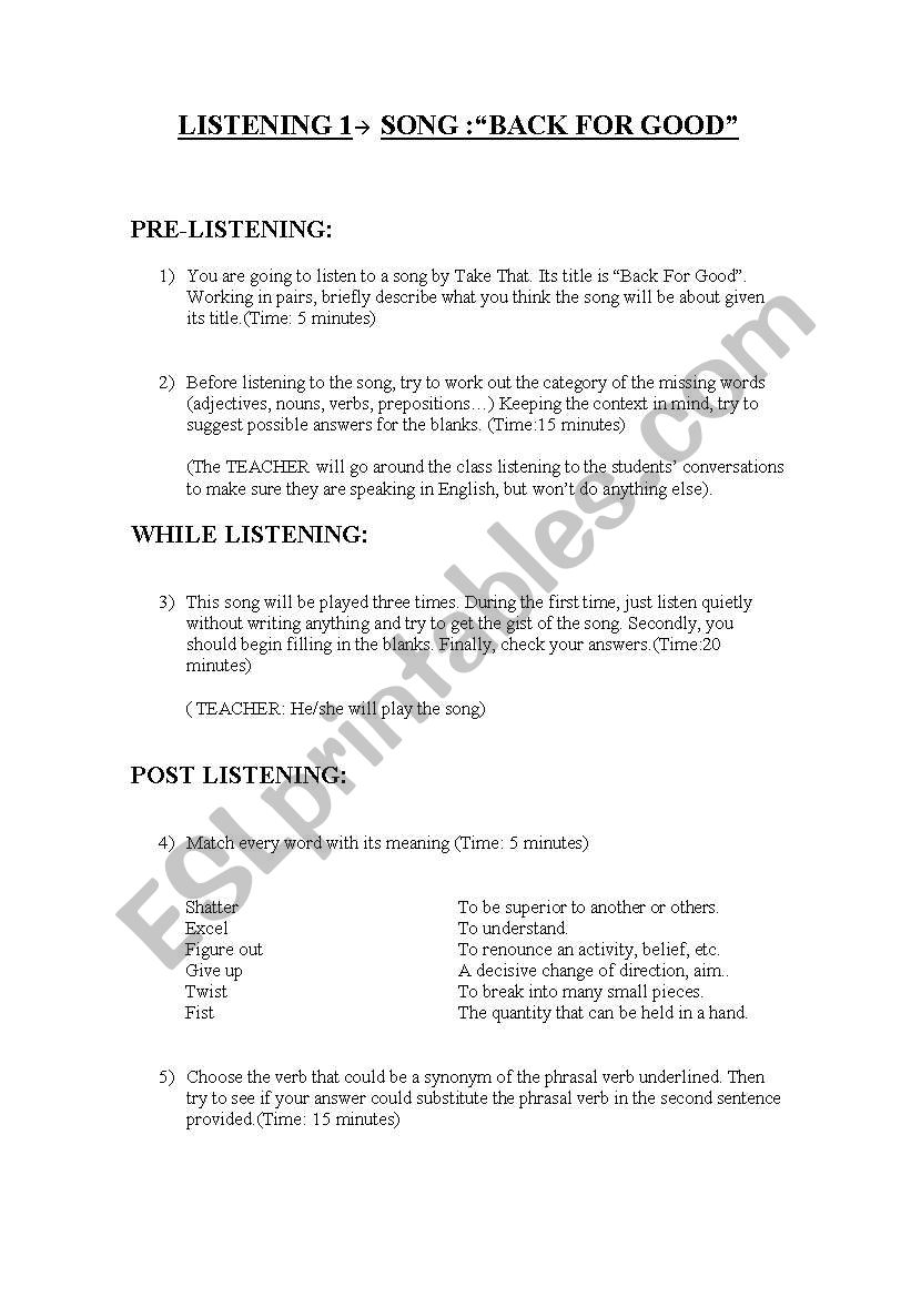 listening phrasal verbs worksheet