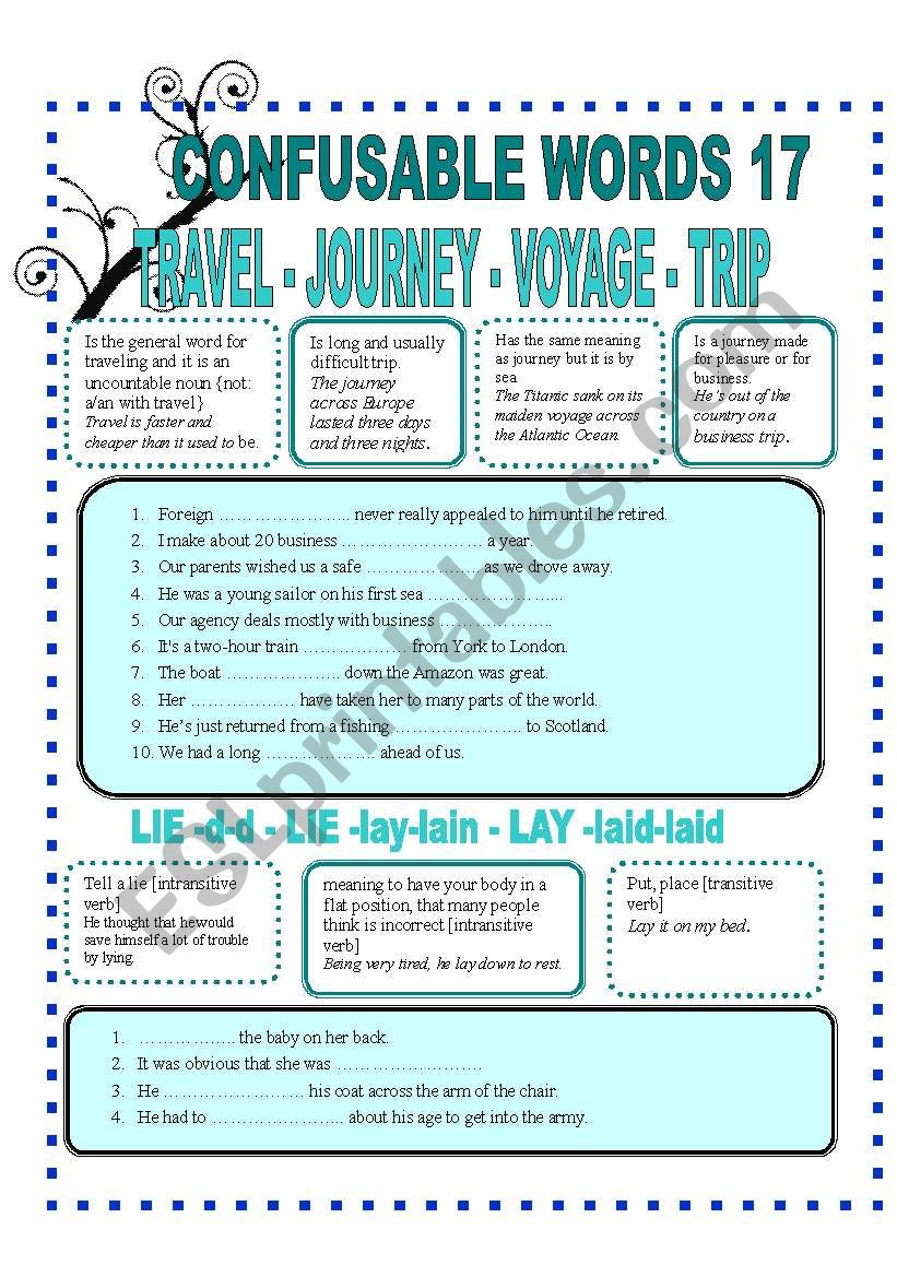 CONFUSABLE WORDS 17 worksheet