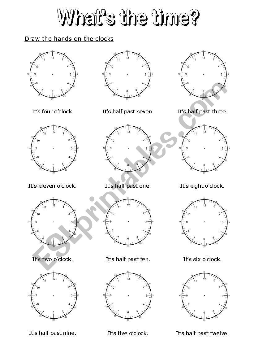 Whats the time? 7 worksheet