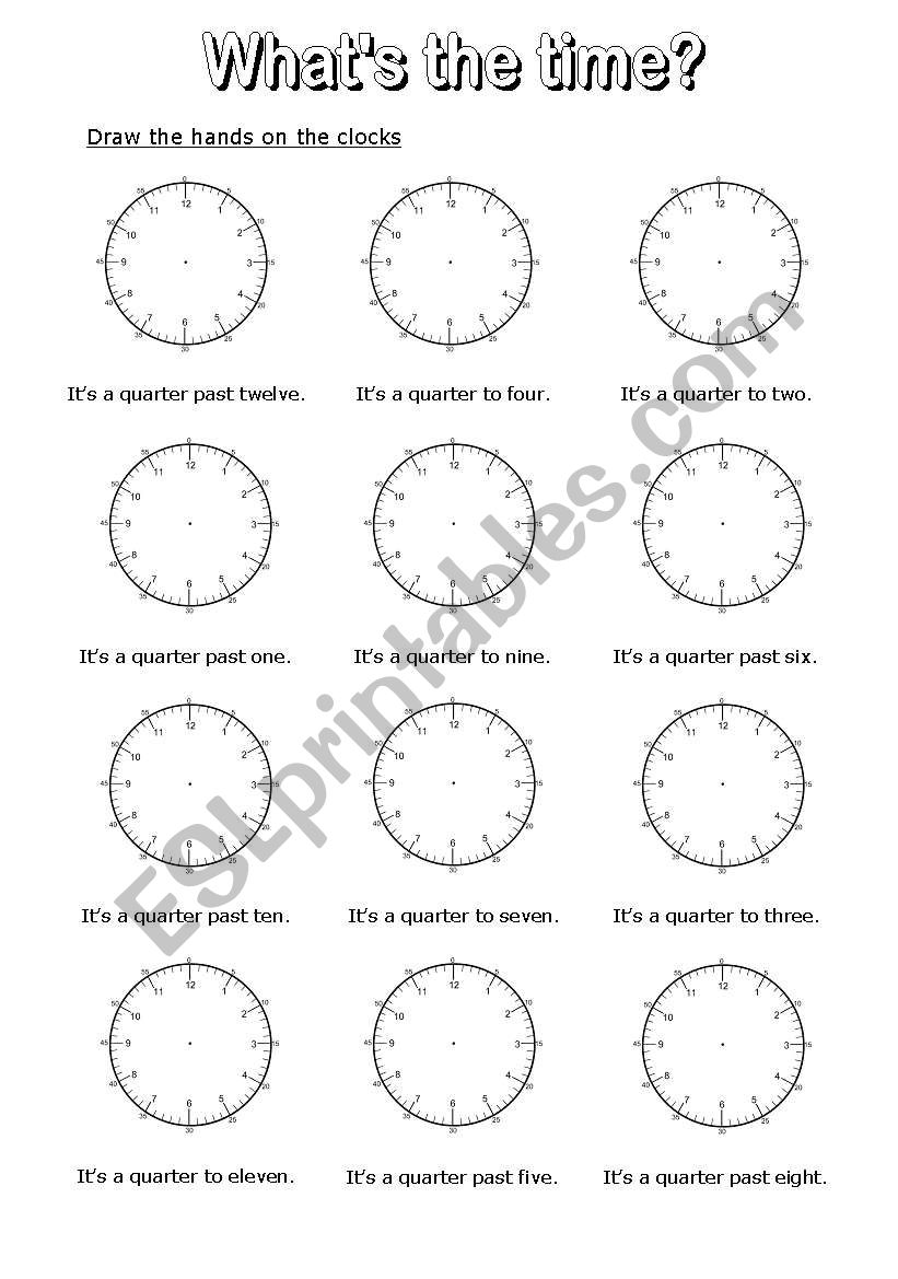 Whats the time? 8 worksheet