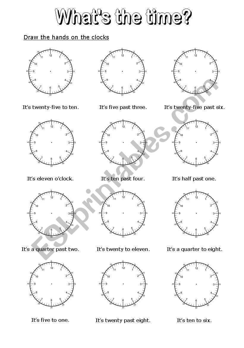 WhatÂ´s the time? 9 worksheet