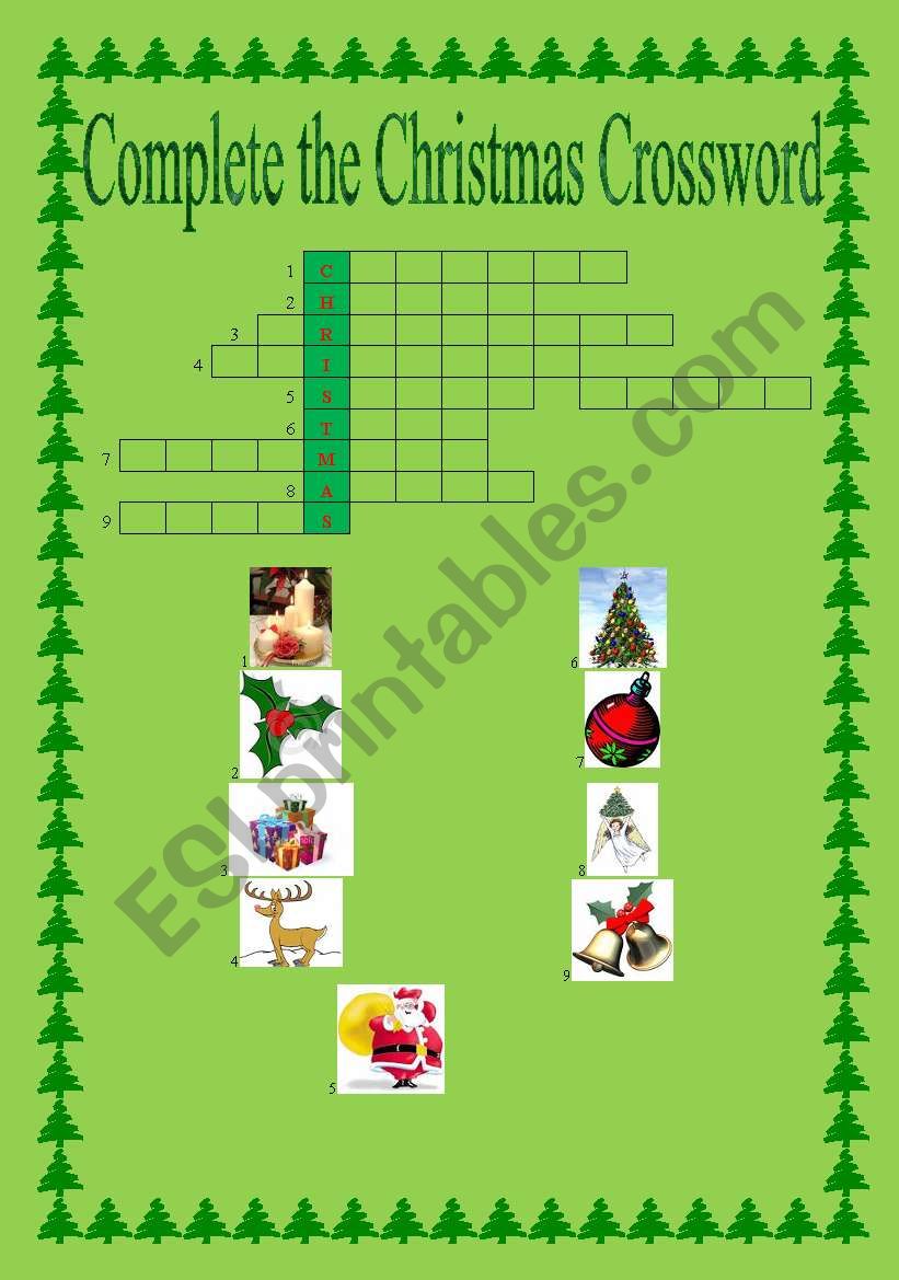 Christmas crossword worksheet