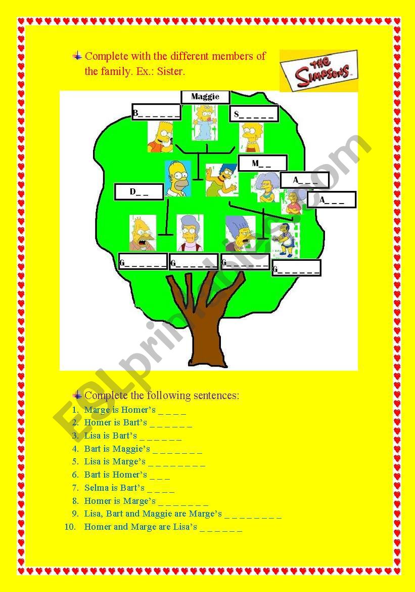 The Simpsons Family Tree worksheet