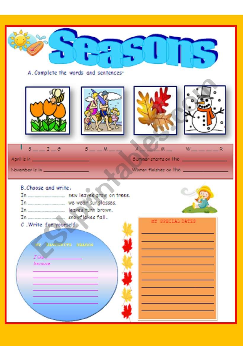 seasons worksheet