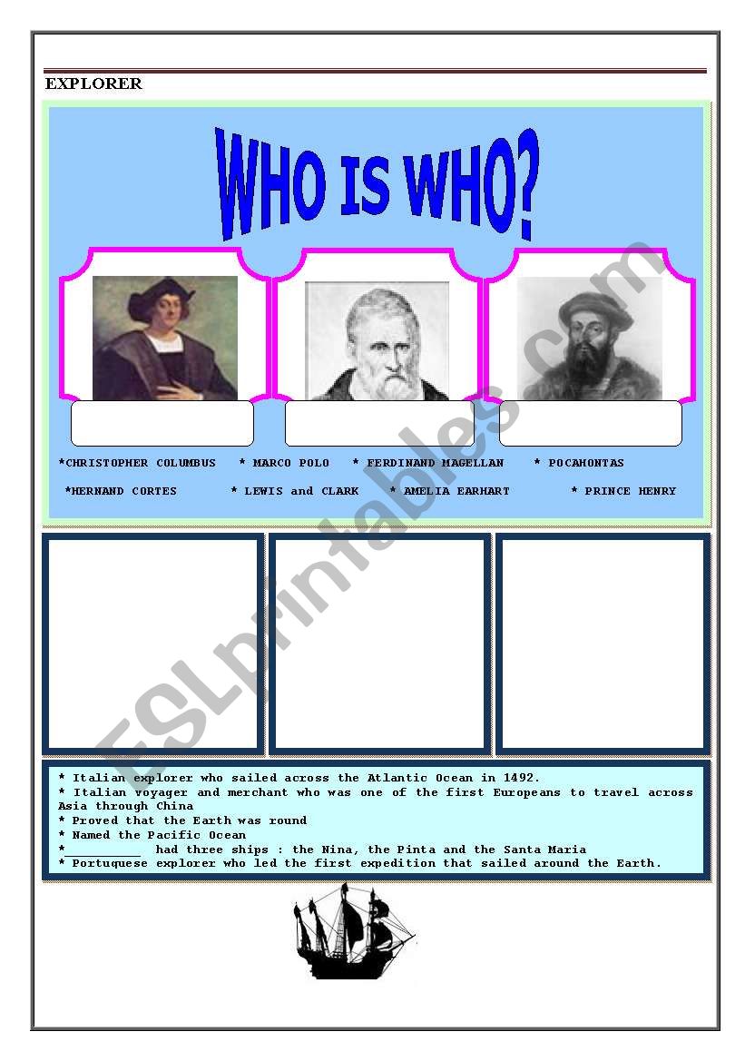 Explorers worksheet