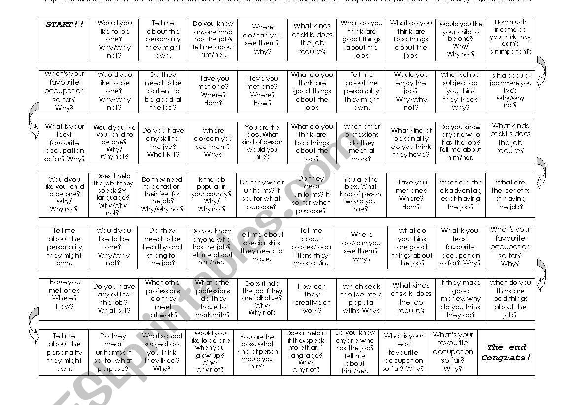 Occupation Game Board (Black&White/Editable)